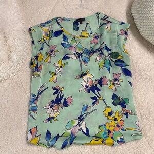 The Limited Floral Blouse - Green and Blue